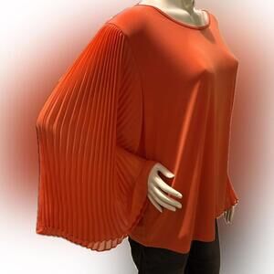 Women's Chico's Travelers orange top w/ exaggerated accordion wide sleeves 3 (16